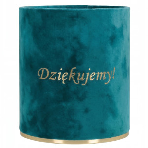 flowerbox Dziękujemy wys:14 szer:12 welur turkusowy