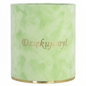 flowerbox Dziękujemy wys:14 szer:12 welur zielony pastel