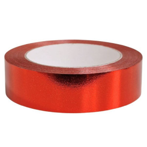 wstążka PCV metalizowana 3cm*50y czerwona