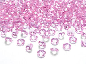 100szt Diamentowe konfetti, j. różowy, 12mm