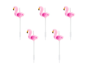5szt Świeczki urodzinowe Flamingi, 3cm