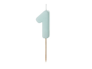 Świeczka urodzinowa Cyferka 1, jasny niebieski, 5.
