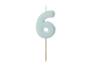 Świeczka urodzinowa Cyferka 6, jasny niebieski, 5.