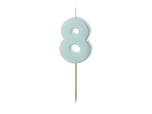 Świeczka urodzinowa Cyferka 8, jasny niebieski, 5.