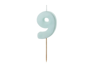 Świeczka urodzinowa Cyferka 9, jasny niebieski, 5.