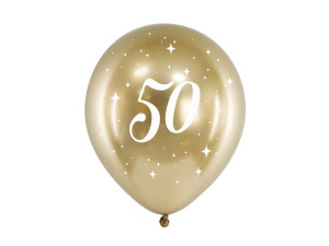 6szt balony Glossy 30cm "50" złoty