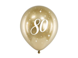 6szt balony Glossy 30cm "80" złoty