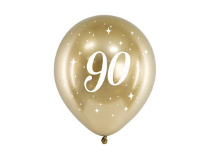 6szt balony Glossy 30cm "90" złoty