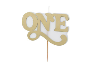 Świeczka urodzinowa ''ONE'', 3.8x6.5 cm, zimny zło