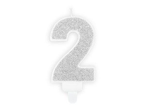 świeczka urodzinowa 7cm Cyferka 2 srebrna
