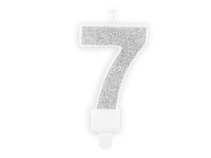 świeczka urodzinowa 7cm Cyferka 7 srebrna