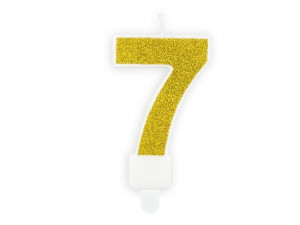 świeczka urodzinowa 7cm Cyferka 7 złota