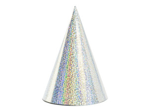 6szt Czapeczki holograficzne, srebrny, 16cm