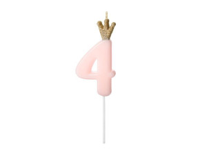 świeczka urodzinowa 9,5cm Cyferka 4 jasnoróżowa