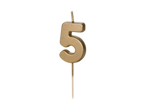 świeczka urodzinowa 4,5cm Cyferka 5 szampańska