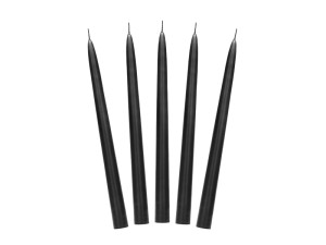 10szt Świeca stożkowa matowa, czarny, 24cm