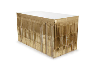 Skirting foliowy z frędzlami, elegancki złoty, 300