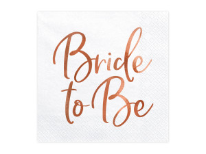 20szt Serwetki Bride to Be, różowe złoto, 33x33cm