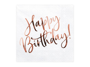 20szt Serwetki Happy Birthday, biały, 33x33cm