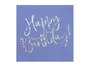 20szt Serwetki Happy Birthday, granatowy, 33x33cm