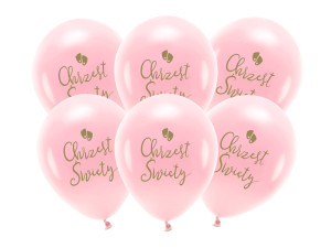 6szt Balony Eco 33 cm Balony Eco 33 cm Chrzest Świ