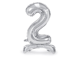 stojący balon Cyfra ''2'' 90cm(35") srebrny