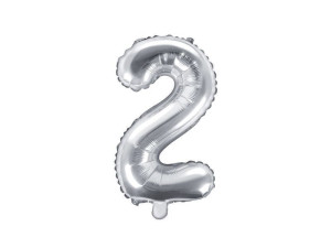 balon foliowy wys:40cm(16") Cyfra "2" srebrny