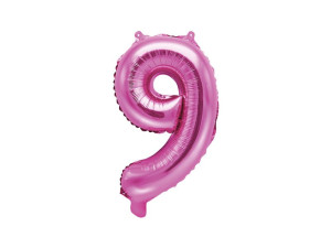 balon foliowy wys:40cm(16") Cyfra "9" różowy