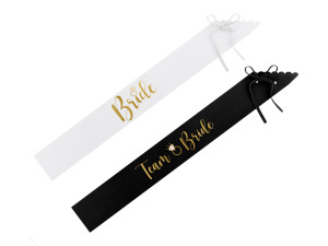 6szt Szarfy Bride to be i Bride, czarne i biała