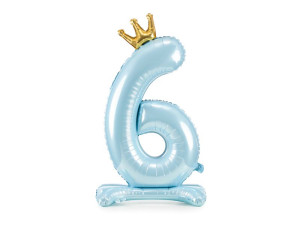 stojący balon cyfra ''6'' 103cm(40") błąkitny