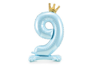 stojący balon cyfra ''9'' 103cm(40") błąkitny