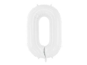 balon 100cm(39") cyfra "0" błyszczący biały