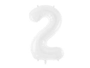balon 100cm(39") cyfra "2" błyszczący biały