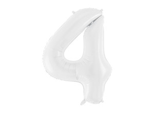balon 100cm(39") cyfra "4" błyszczący biały
