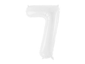 balon 100cm(39") cyfra "7" błyszczący biały
