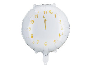 Balon foliowy Zegar szer:45 cm biały