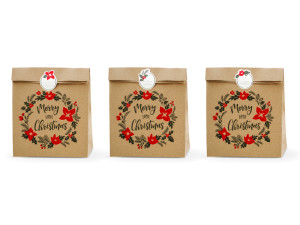 3szt Torebki na prezenty Merry Little Christmas, k