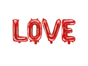 napis z balonów foliowych Love