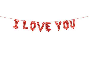 balony foliowe napis I Love You wys:40cm szer:260