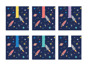 6szt Torebki na słodycze Kosmos, 13x14cm