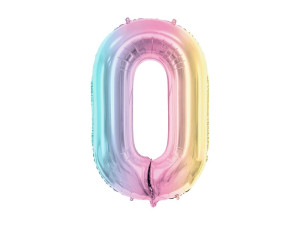 balon 100cm(39") cyfra "0" metalizowany tęczowy