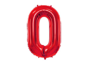 balon 100cm(39") cyfra "0" metalizowany czerwony