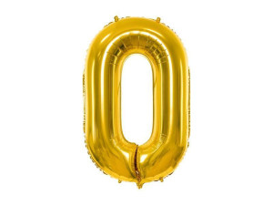 balon 100cm(39") cyfra "0" metalizowany złoty