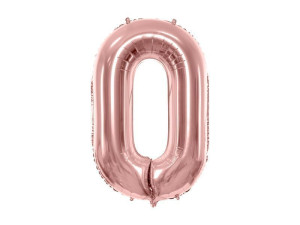 balon 100cm(39") cyfra "0" metalizowany rosegold