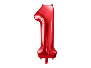 balon 100cm(39") cyfra "1" metalizowany czerwony