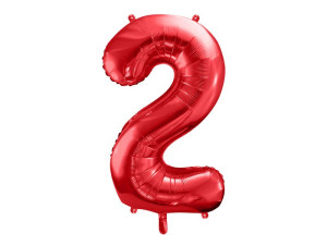 balon 100cm(39") cyfra "2" metalizowany czerwony