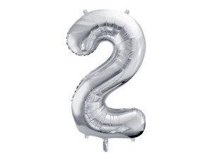 balon 100cm(39") cyfra "2" metalizowany srebrny