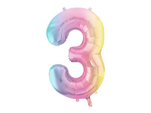 balon 100cm(39") cyfra "3" metalizowany tęczowy