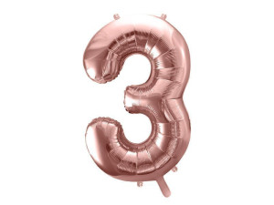 balon 100cm(39") cyfra "3" metalizowany rosegold