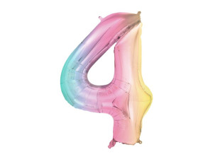 balon 100cm(39") cyfra "4" metalizowany tęczowy